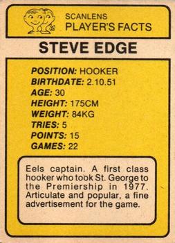 1981 Scanlens #85 Steve Edge Back